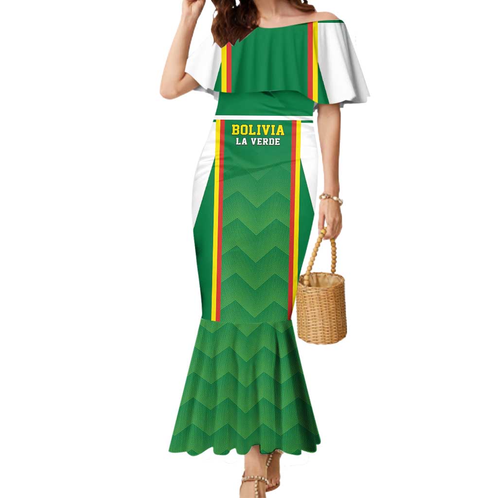 Custom Bolivia Football Mermaid Dress Go Champions La Verde Green Version