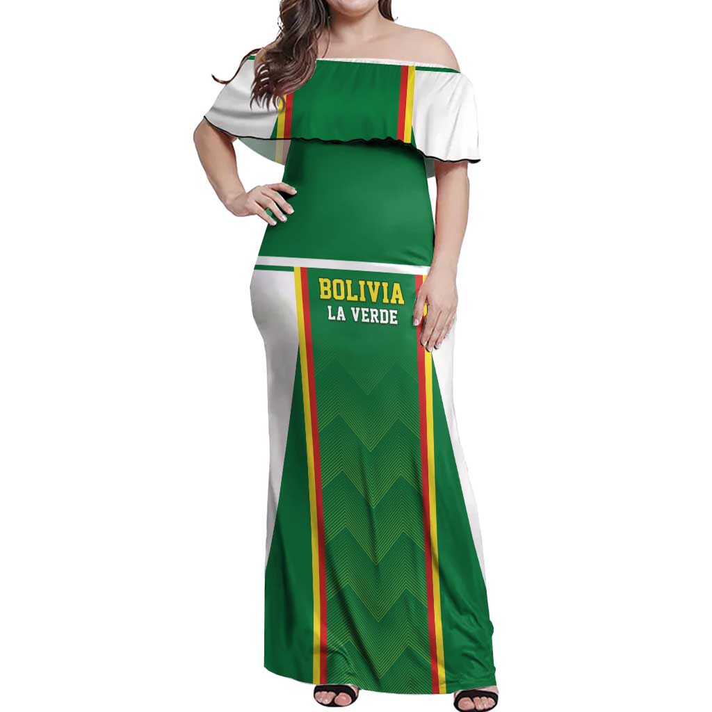 Custom Bolivia Football Off Shoulder Maxi Dress Go Champions La Verde Green Version