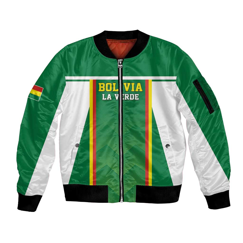 Custom Bolivia Football Sleeve Zip Bomber Jacket Go Champions La Verde Green Version