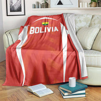 Bolivia football blanket in red with white diagonal stripes and Bolivia text logo
