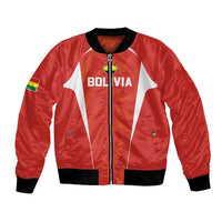 Red football bomber jacket, zip front, ribbed collar, BOLIVIA logo and white star panels