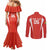 Custom Bolivia Football Couples Matching Mermaid Dress and Long Sleeve Button Shirt Go Champions La Verde Red Version