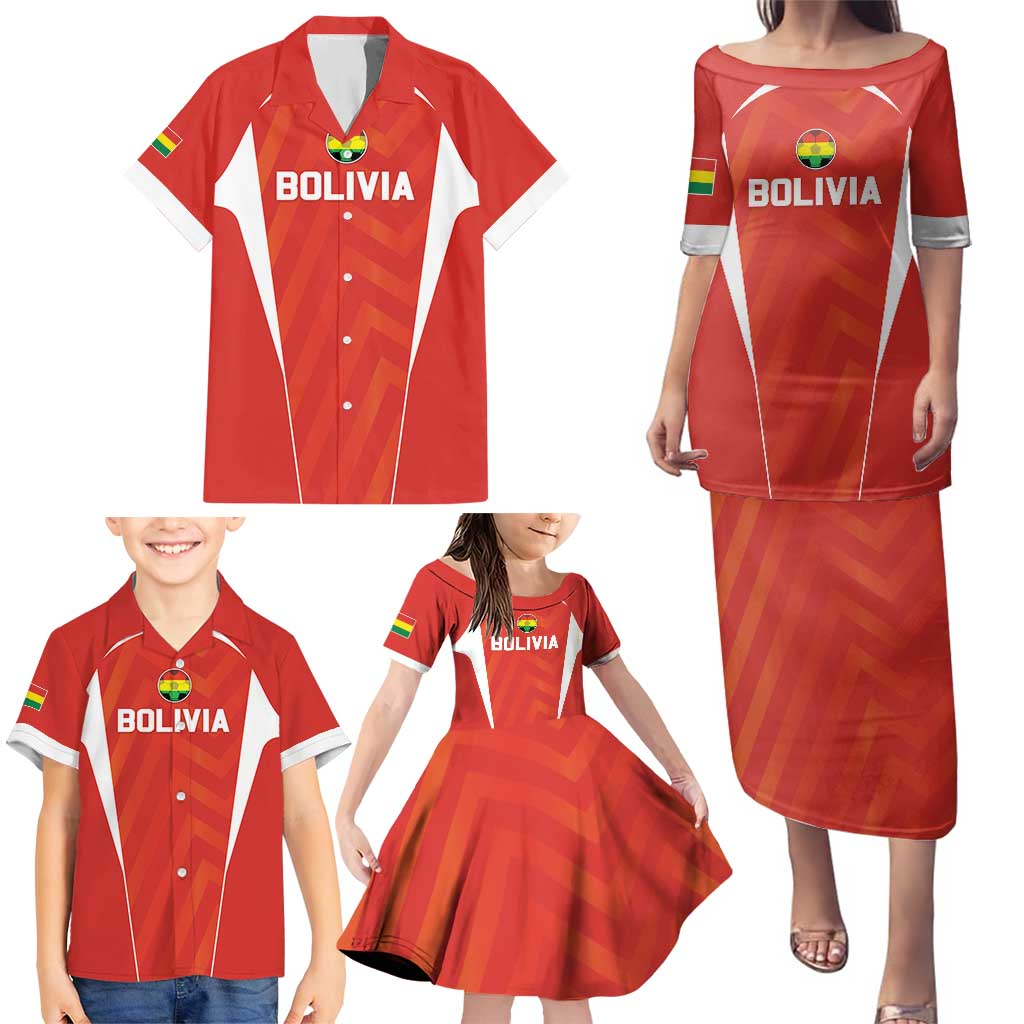 Custom Bolivia Football Family Matching Puletasi and Hawaiian Shirt Go Champions La Verde Red Version