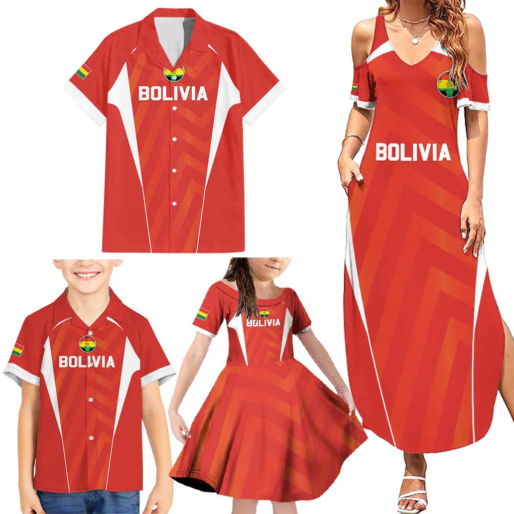 Custom Bolivia Football Family Matching Summer Maxi Dress and Hawaiian Shirt Go Champions La Verde Red Version