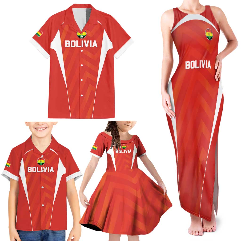 Custom Bolivia Football Family Matching Tank Maxi Dress and Hawaiian Shirt Go Champions La Verde Red Version