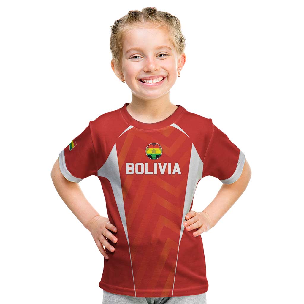 Custom Bolivia Football Kid T Shirt Go Champions La Verde Red Version