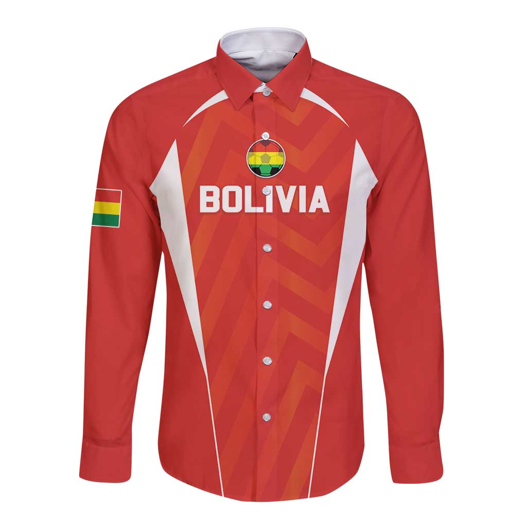 Custom Bolivia Football Long Sleeve Button Shirt Go Champions La Verde Red Version