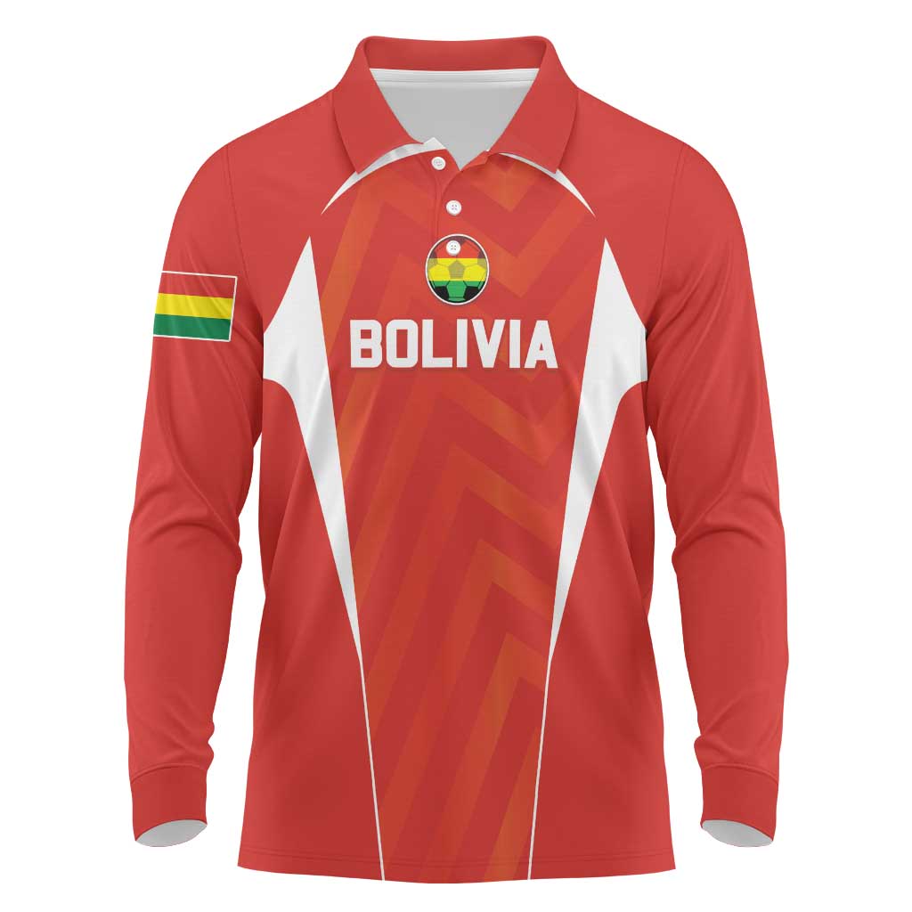 Custom Bolivia Football Long Sleeve Polo Shirt Go Champions La Verde Red Version