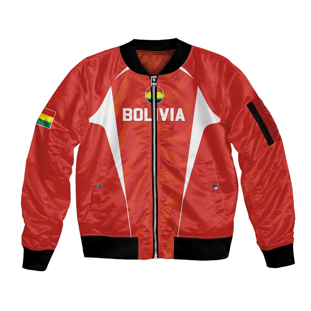 Custom Bolivia Football Sleeve Zip Bomber Jacket Go Champions La Verde Red Version