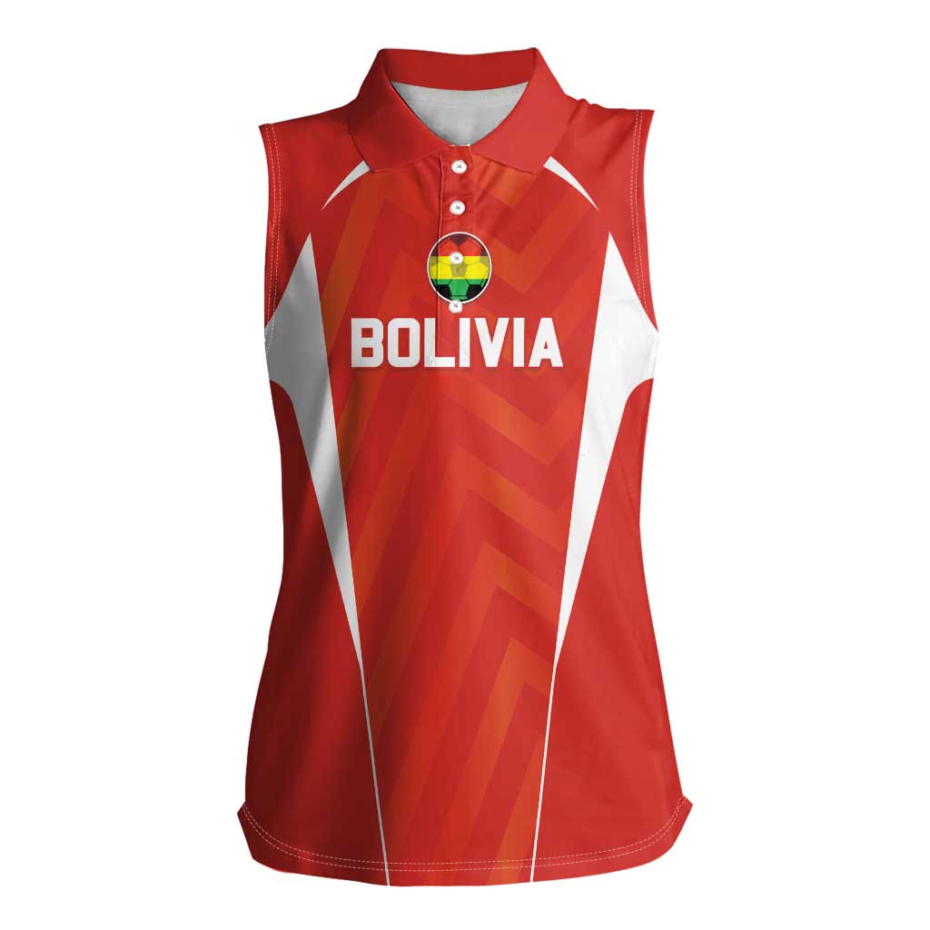 Custom Bolivia Football Women Sleeveless Polo Shirt Go Champions La Verde Red Version