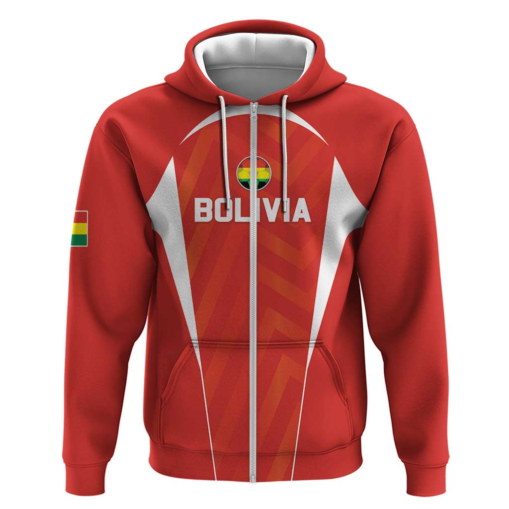 Custom Bolivia Football Zip Hoodie Go Champions La Verde Red Version