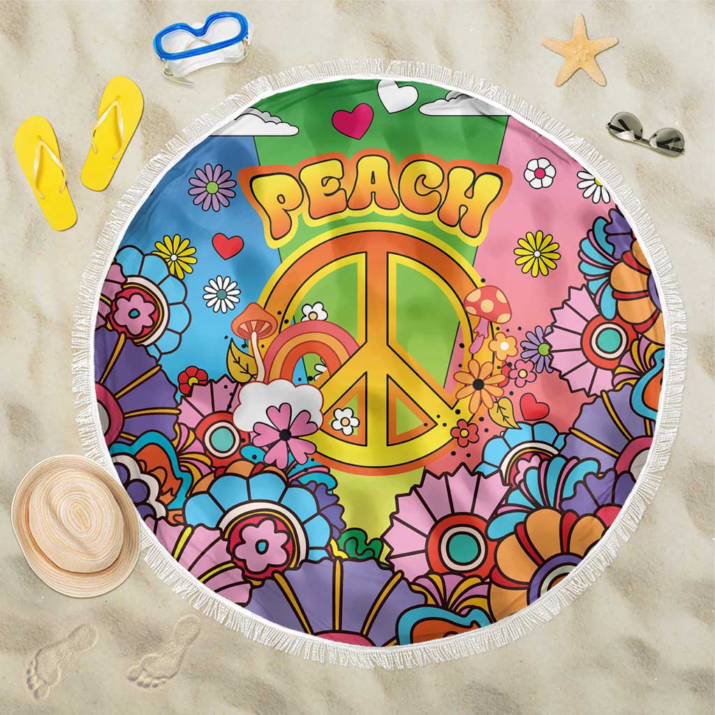 Hippie Peace Love Beach Blanket Colorful Style - Wonder Print Shop