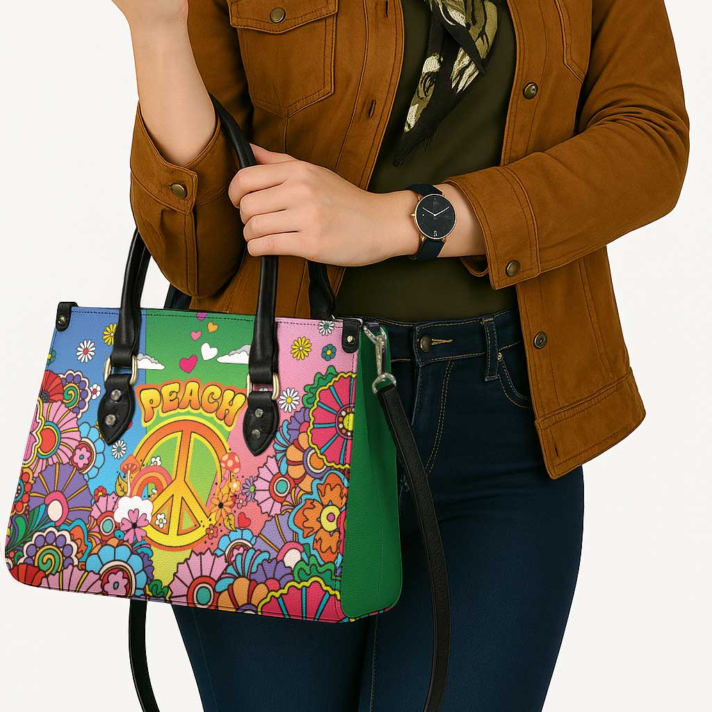 Hippie Peace Love Leather Bag Colorful Style - Wonder Print Shop