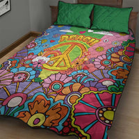 Hippie Peace Love Quilt Bed Set Colorful Style - Wonder Print Shop