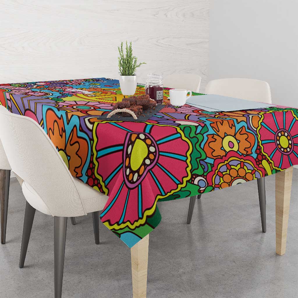 Hippie Peace Love Tablecloth Colorful Style - Wonder Print Shop