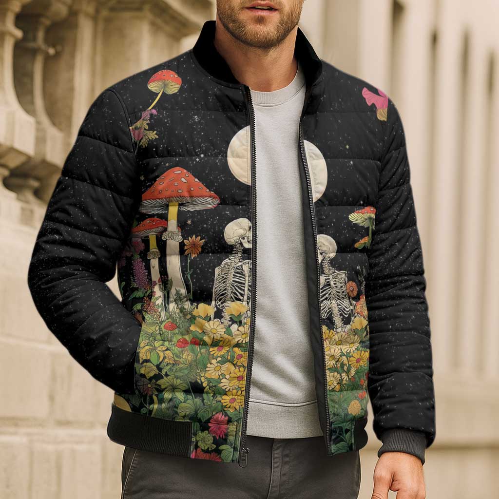Skeleton Lovers Bomber Puffer Jacket Hippie Gothic Aesthetic - Wonder Print Shop