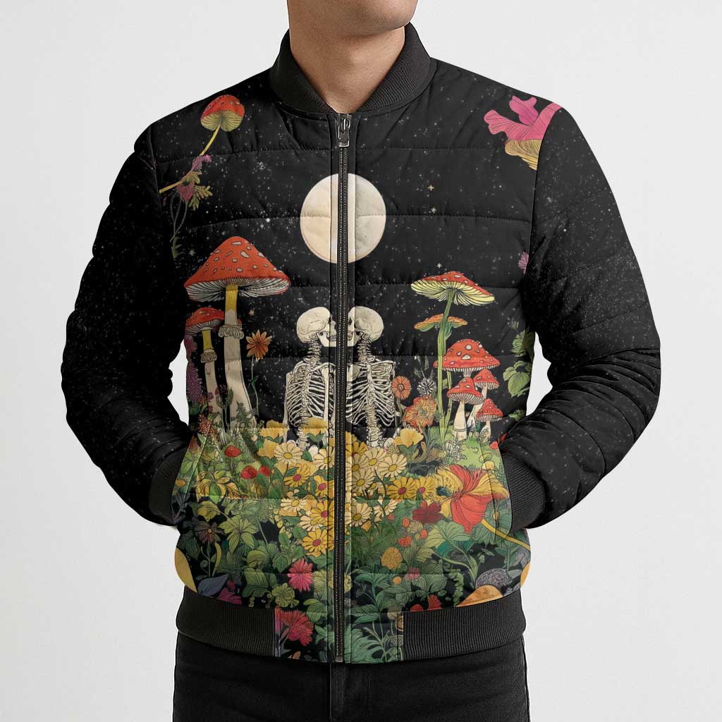 Skeleton Lovers Bomber Puffer Jacket Hippie Gothic Aesthetic - Wonder Print Shop