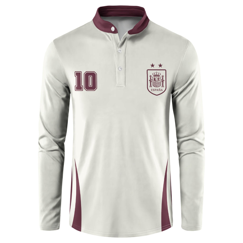 Custom World Football 2026 Spain Button Sweatshirt Come On Spain Beige Version