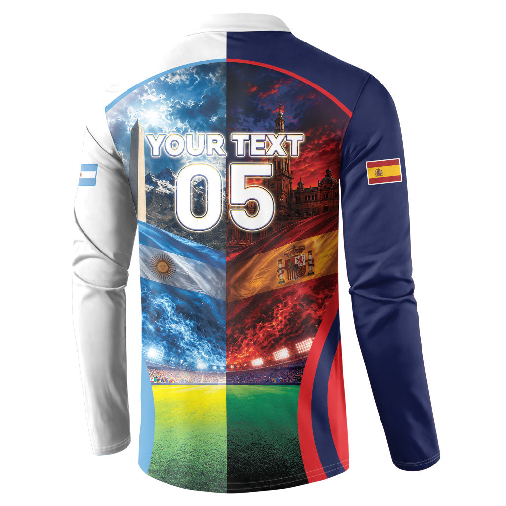 Custom Spain Argentina 2026 World Football Button Sweatshirt Go For Glory