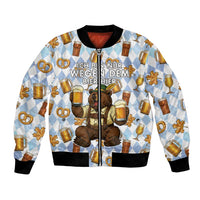 Funny Beer Oktoberfest Bomber Jacket Ich Bin Nur Wegen Dem Bier Hier - Wonder Print Shop
