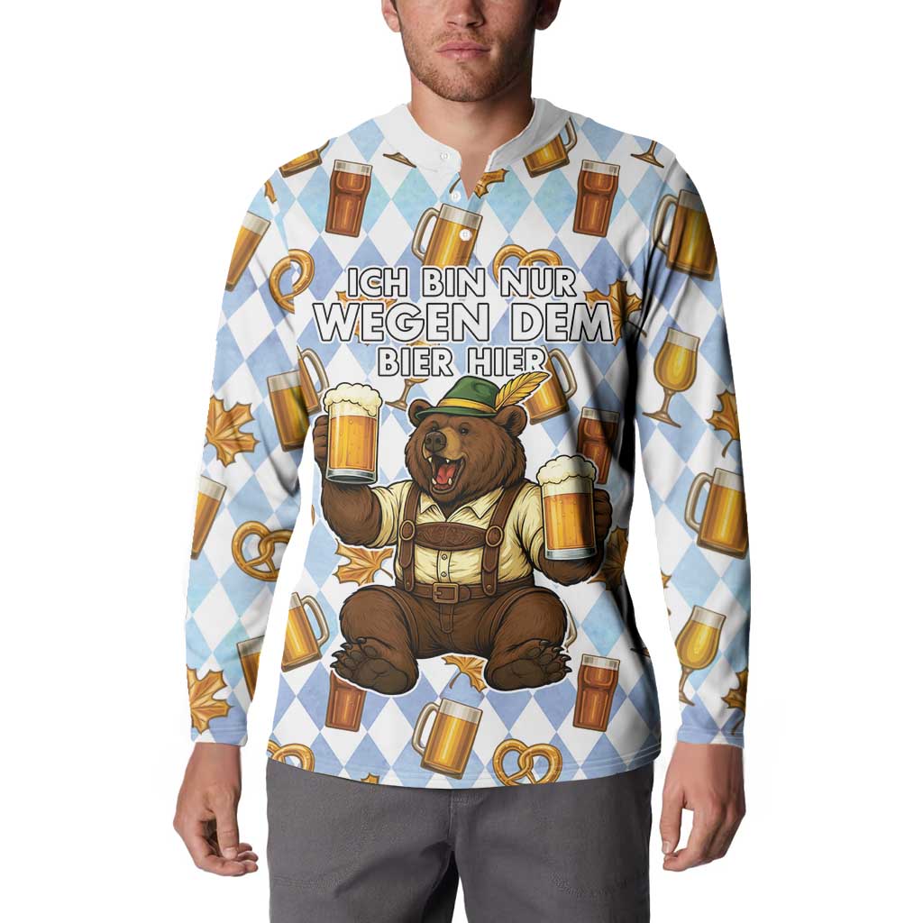 Funny Beer Oktoberfest Button Sweatshirt Ich Bin Nur Wegen Dem Bier Hier - Wonder Print Shop