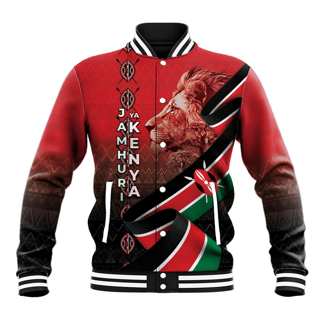 Jamhuri Ya Kenya Baseball Jacket Patriotic Lion With Flag