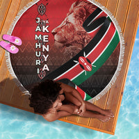 Jamhuri Ya Kenya Beach Blanket Patriotic Lion With Flag