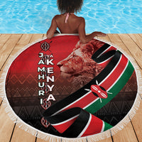 Jamhuri Ya Kenya Beach Blanket Patriotic Lion With Flag