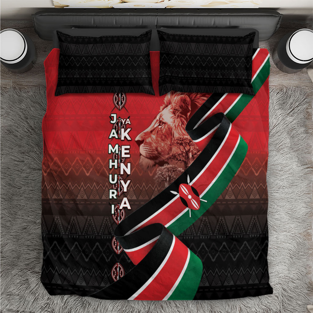 Jamhuri Ya Kenya Bedding Set Patriotic Lion With Flag