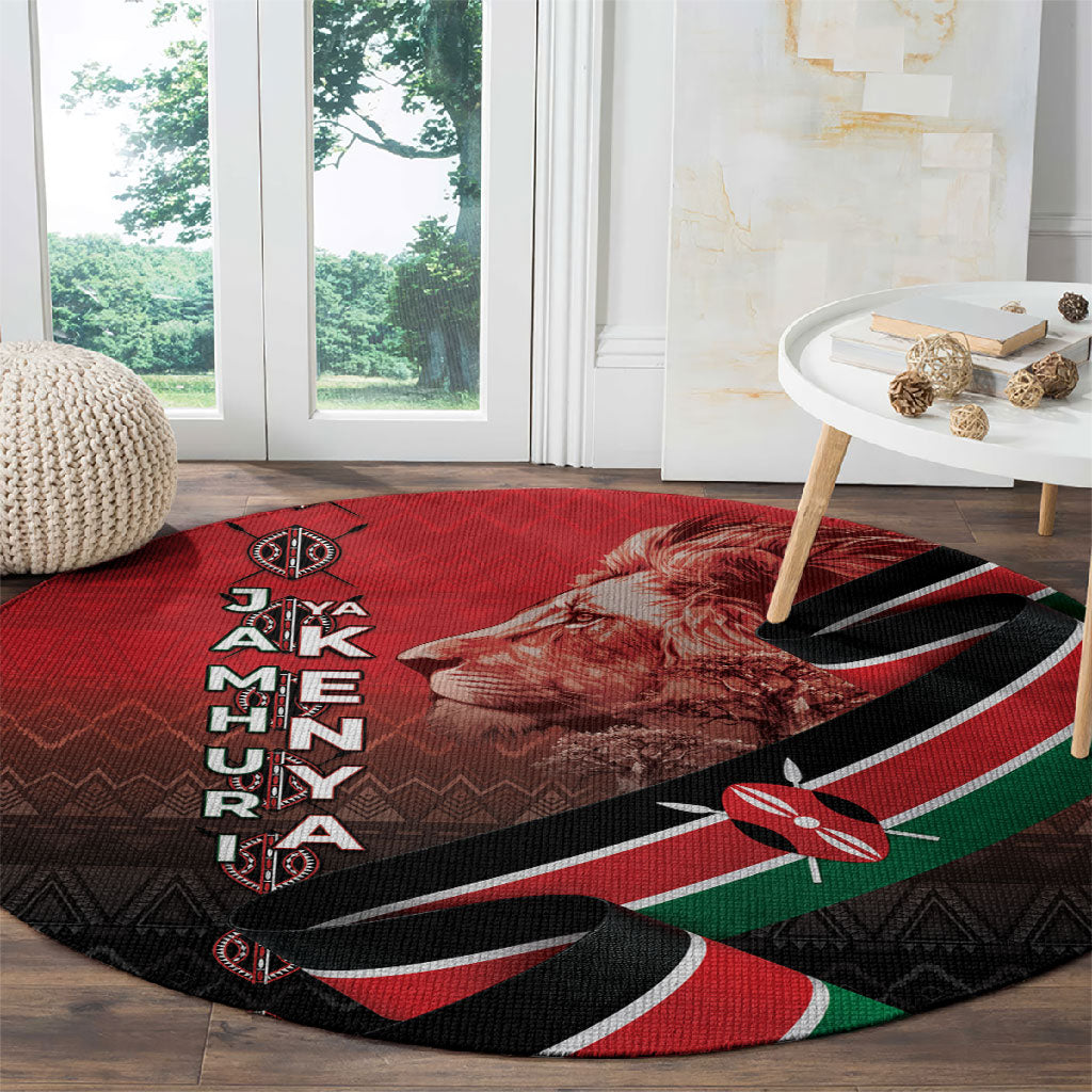 Jamhuri Ya Kenya Round Carpet Patriotic Lion With Flag