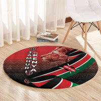 Jamhuri Ya Kenya Round Carpet Patriotic Lion With Flag