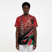 Jamhuri Ya Kenya Scrub Top Patriotic Lion With Flag