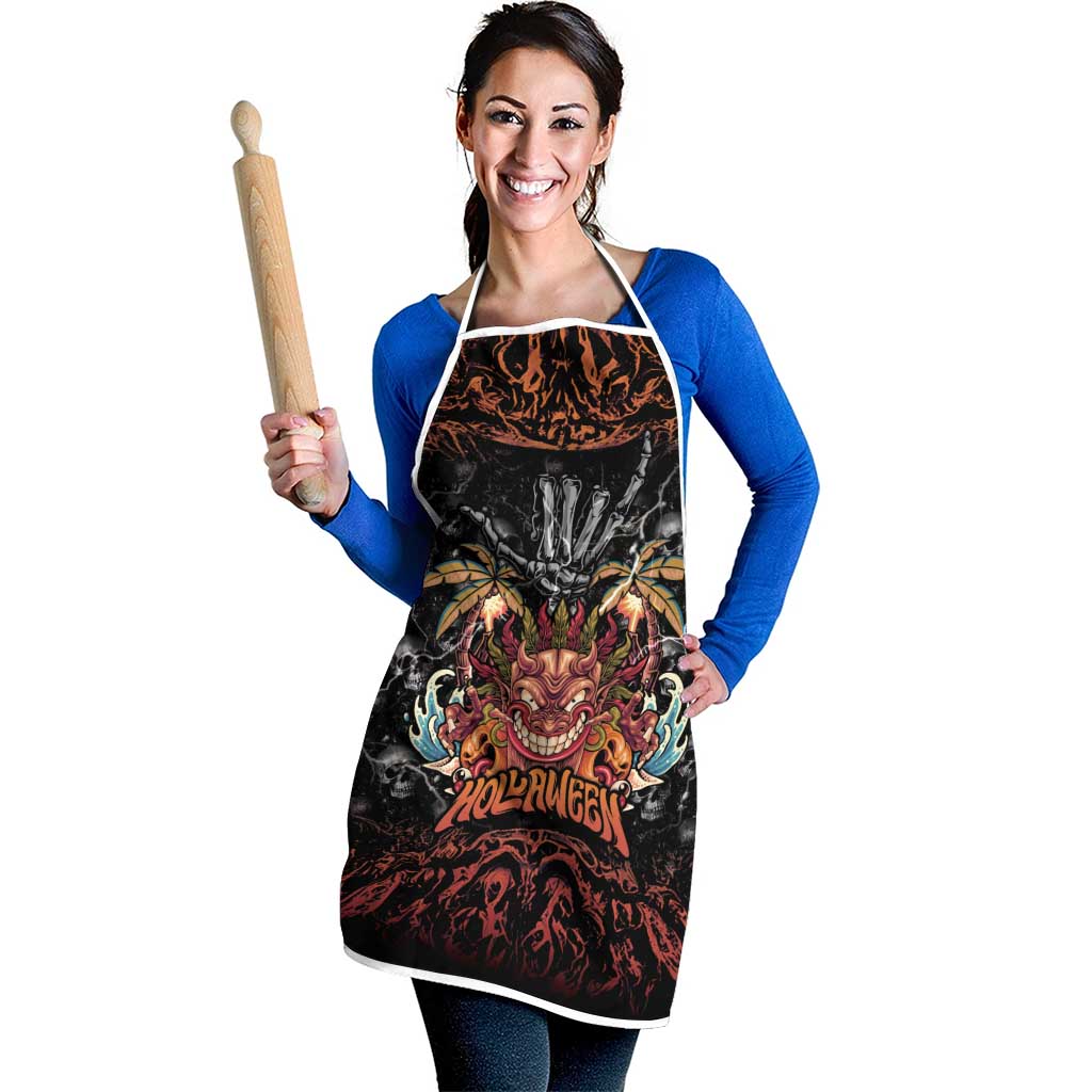 Aloha Halloween Apron Horror Tiki Heavy Metal Style - Wonder Print Shop