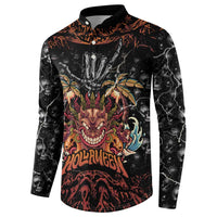 Aloha Halloween Button Sweatshirt Horror Tiki Heavy Metal Style - Wonder Print Shop