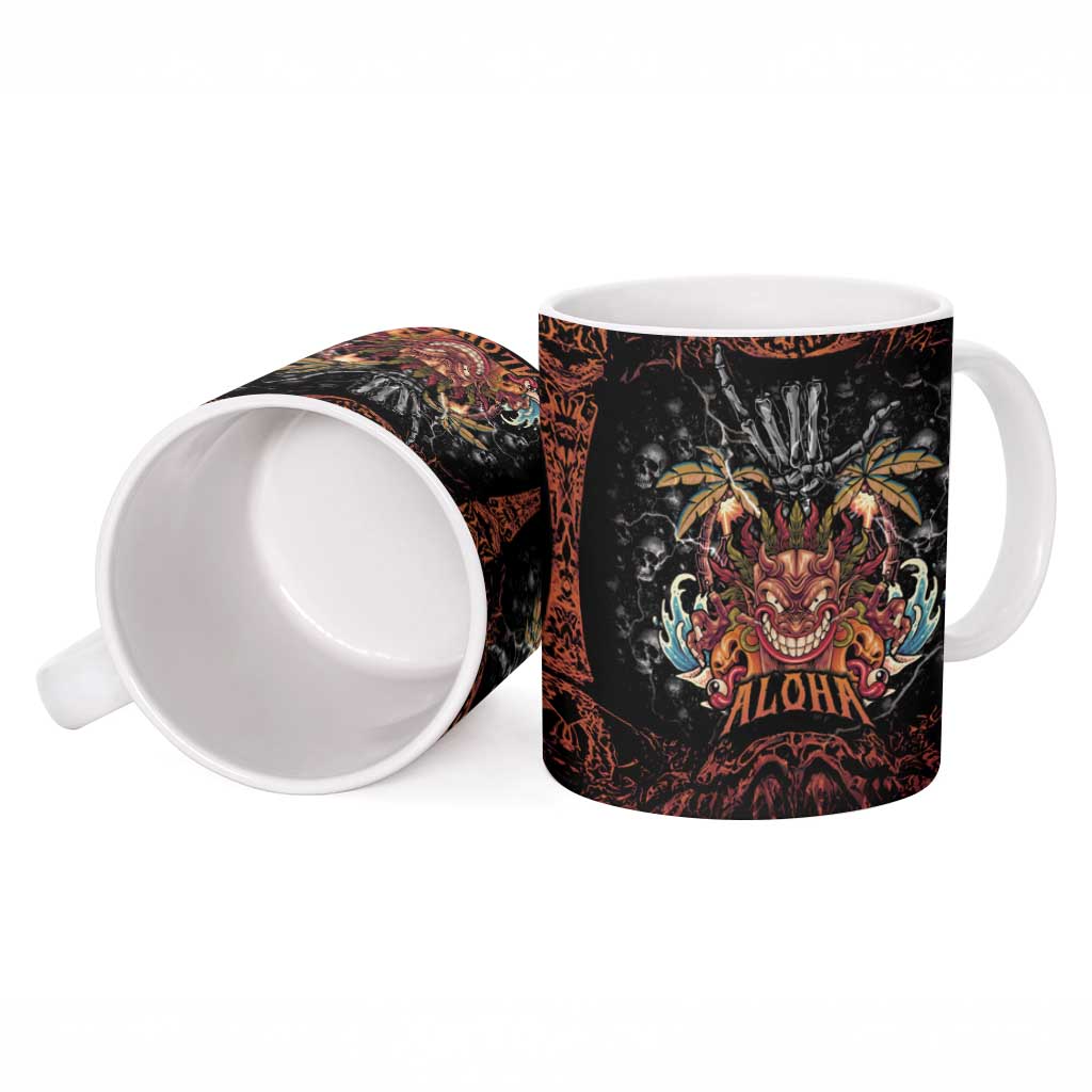 Aloha Halloween Ceramic Mug Horror Tiki Heavy Metal Style - Wonder Print Shop