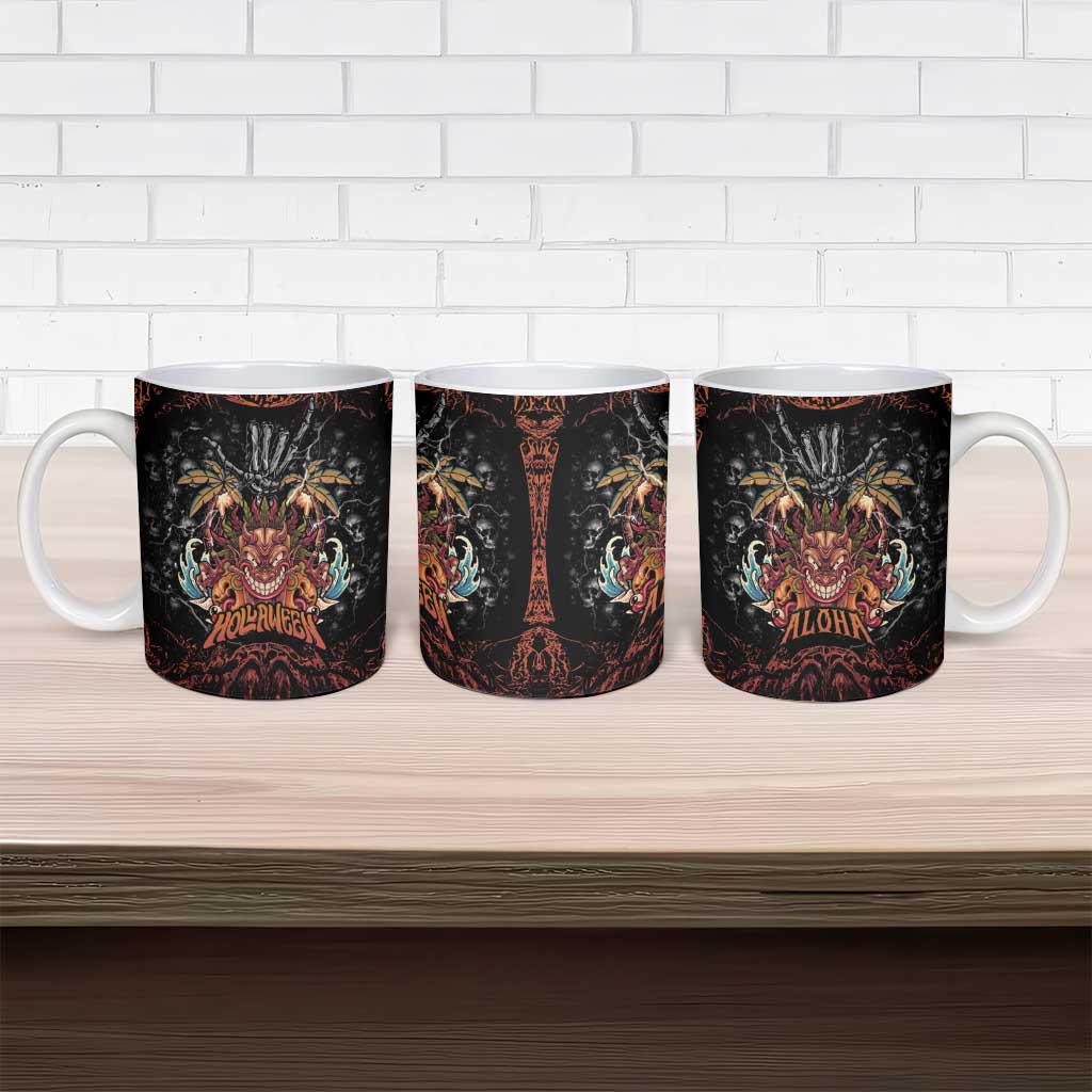 Aloha Halloween Ceramic Mug Horror Tiki Heavy Metal Style - Wonder Print Shop