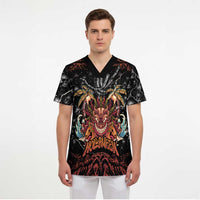 Aloha Halloween Scrub Top Horror Tiki Heavy Metal Style - Wonder Print Shop