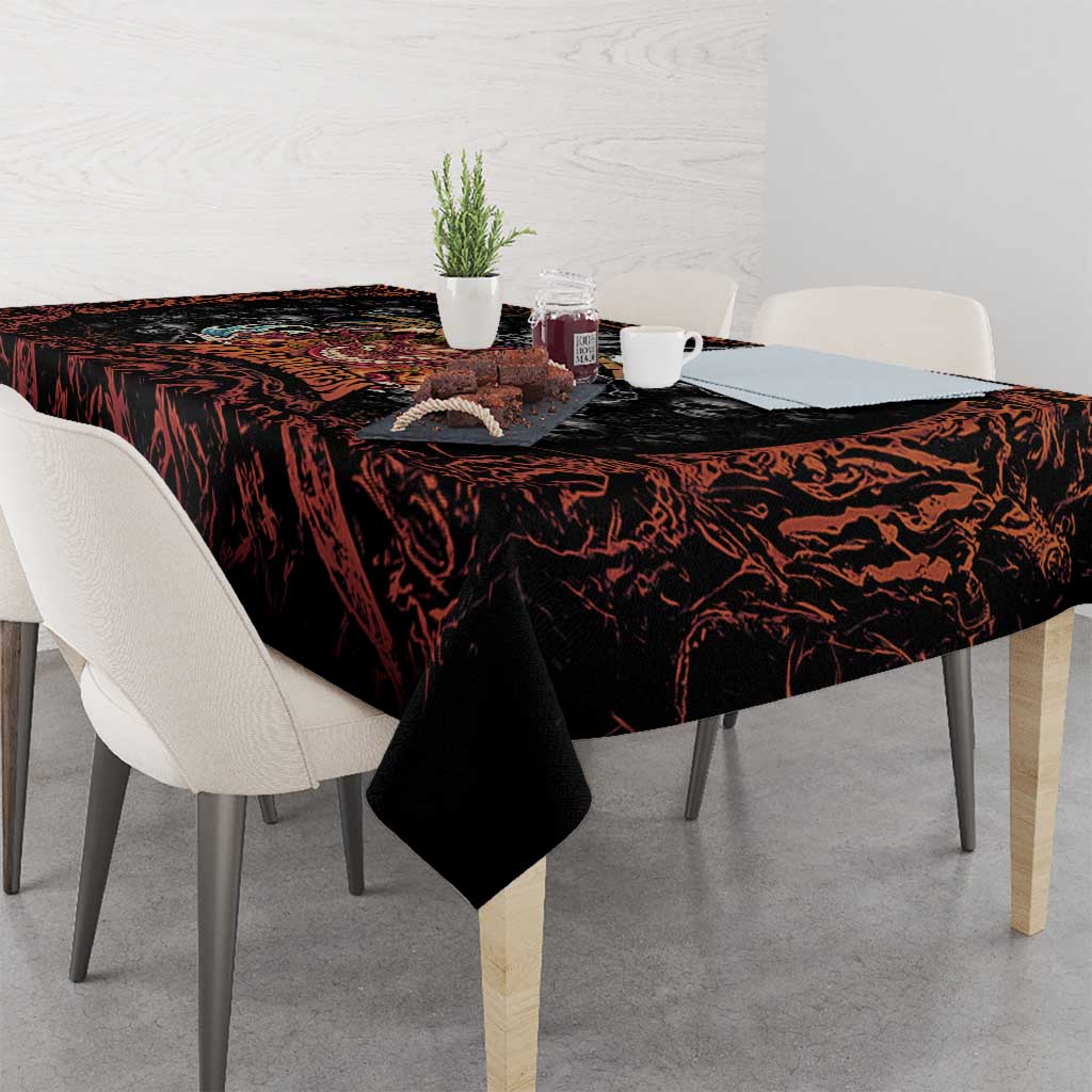 Aloha Halloween Tablecloth Horror Tiki Heavy Metal Style - Wonder Print Shop