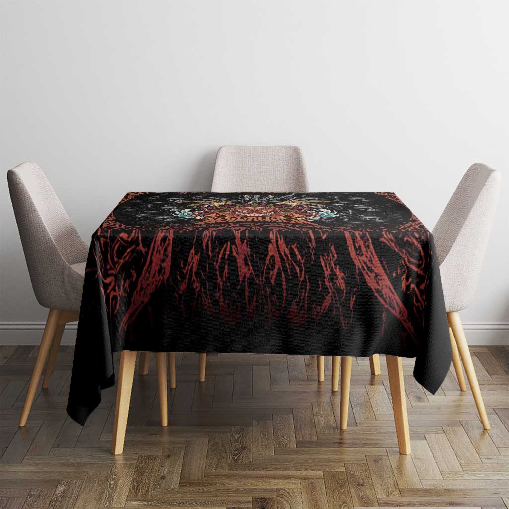 Aloha Halloween Tablecloth Horror Tiki Heavy Metal Style - Wonder Print Shop