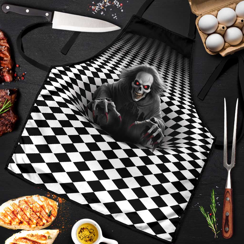 3D Illusion Horror Halloween Apron Creepy Evil Skull - Wonder Print Shop