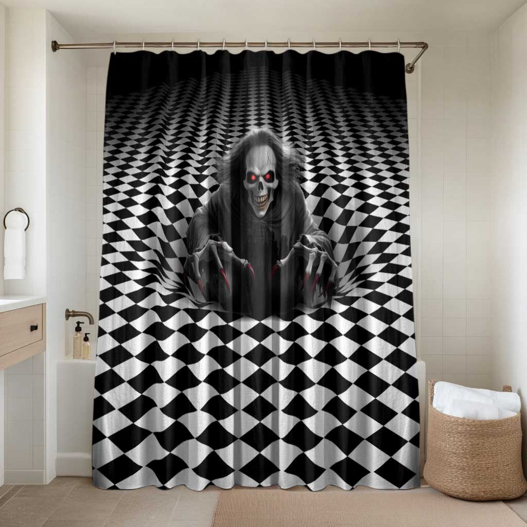 3D Illusion Horror Halloween Bathroom Set Creepy Evil Skull - Wonder Print Shop