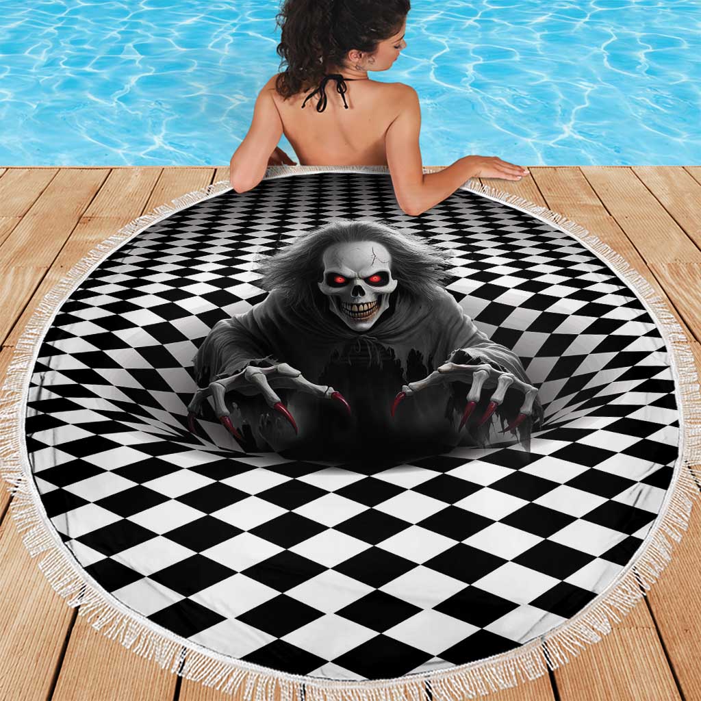 3D Illusion Horror Halloween Beach Blanket Creepy Evil Skull - Wonder Print Shop