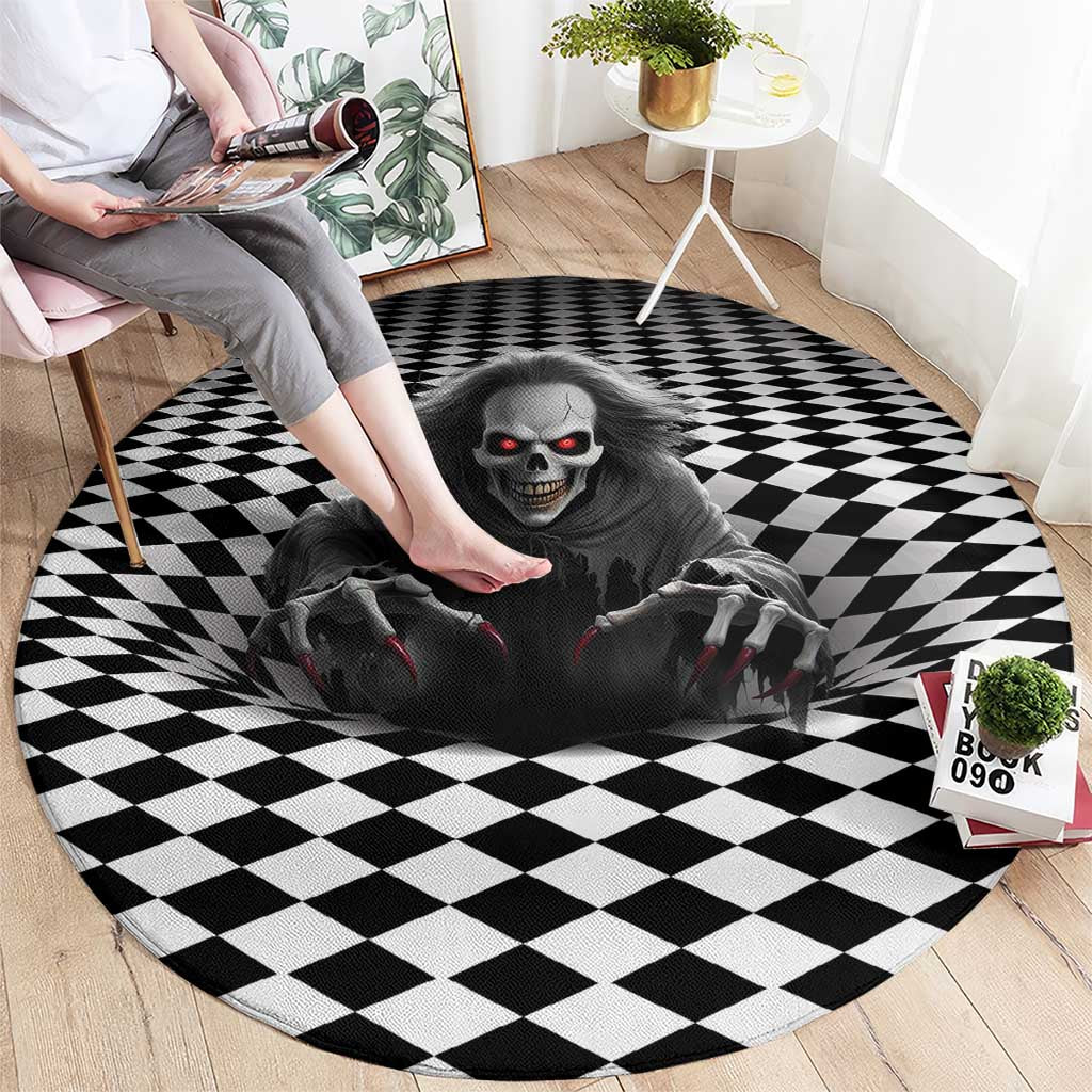 3D Illusion Horror Halloween Round Carpet Creepy Evil Skull - Wonder Print Shop