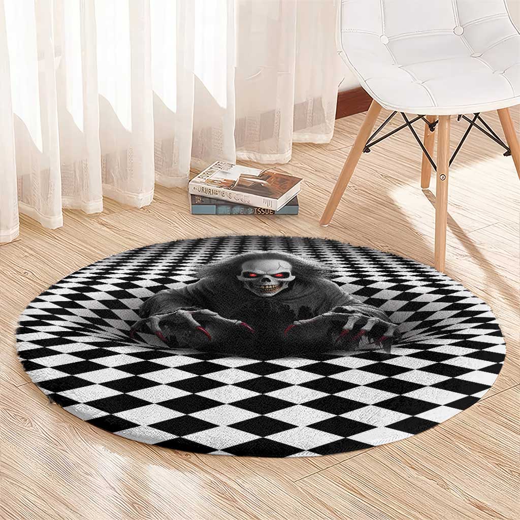 3D Illusion Horror Halloween Round Carpet Creepy Evil Skull - Wonder Print Shop