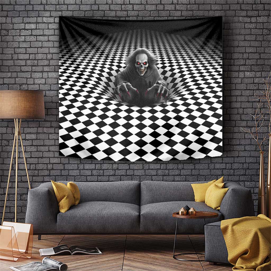 3D Illusion Horror Halloween Tapestry Creepy Evil Skull - Wonder Print Shop