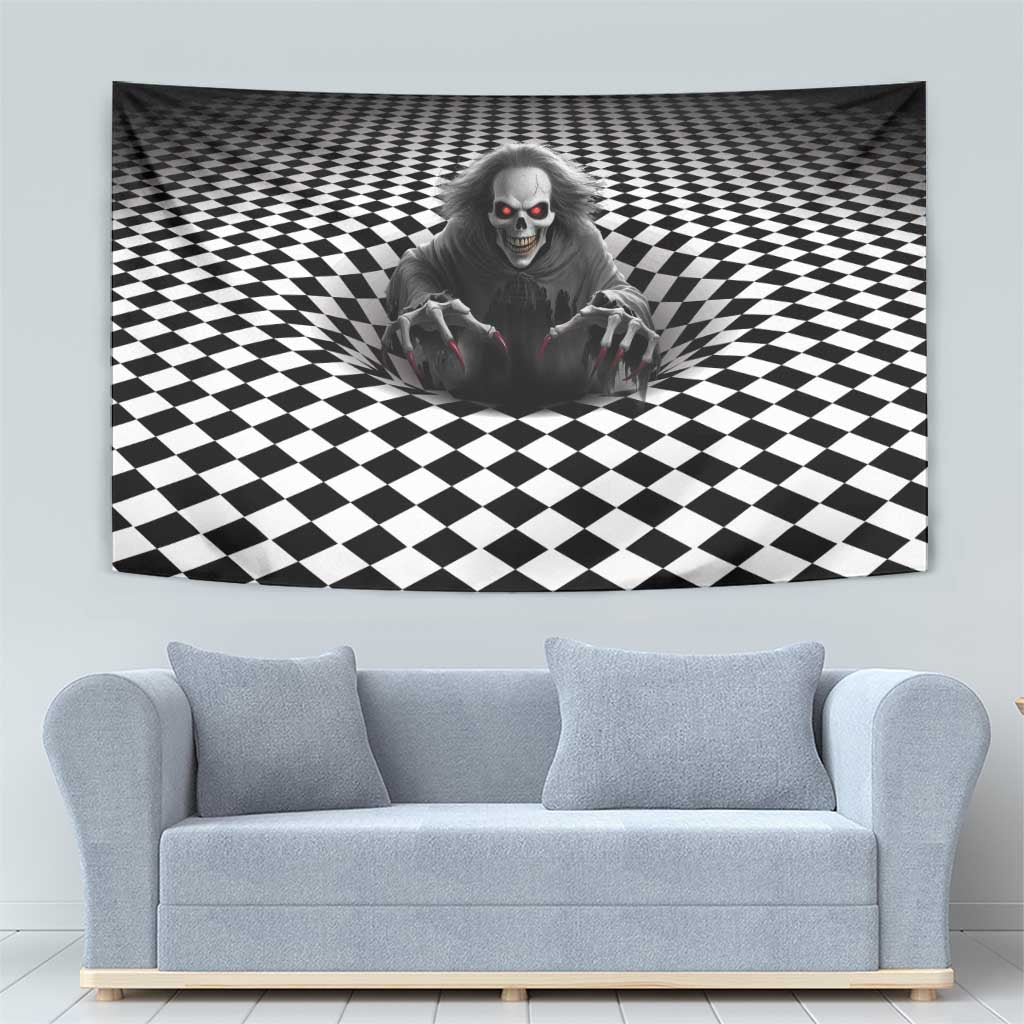 3D Illusion Horror Halloween Tapestry Creepy Evil Skull - Wonder Print Shop