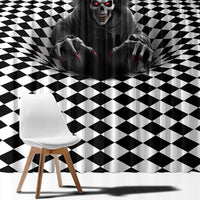 3D Illusion Horror Halloween Window Curtain Creepy Evil Skull - Wonder Print Shop