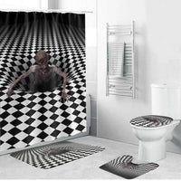 3D Illusion Horror Halloween Bathroom Set Horrible Scary Zombie - Wonder Print Shop