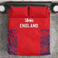 Red England bedding set with duvet and two pillowcases, lion crest and ENG text