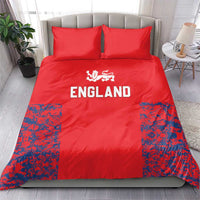 Red England duvet cover bedding set with two matching pillowcases, lion crest and ENG